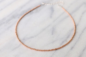 Metallic Rose Gold Beaded Choker Necklace