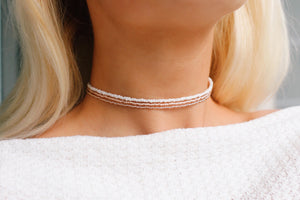 Dainty Rose Gold Beaded Choker Necklace