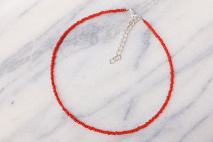 Red Hot Beaded Choker Necklace