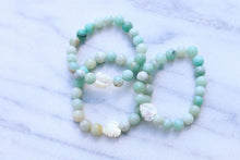 Load image into Gallery viewer, Amazonite Mother of Pearl Palm Leaf Beaded Bracelet