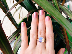 Iridescent Opalite Wire Wrapped Ring