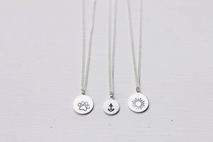 Dainty Solstice Sun Hand Stamped Necklace