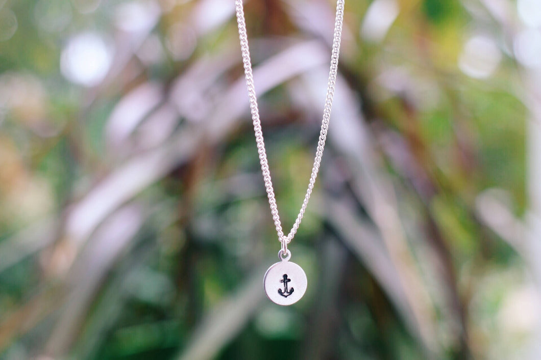 Dainty Anchor Hand Stamped Necklace / Anchor Jewelry / Boho Style / Summer Necklace