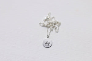 Dainty Paw Print Hand Stamped Necklace / Dog Mom / Cat Mom / Dog Mom Necklace