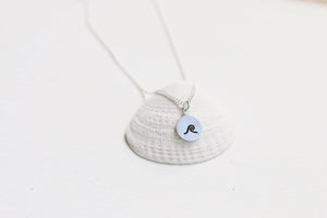 Dainty Hand Stamped Wave Necklace