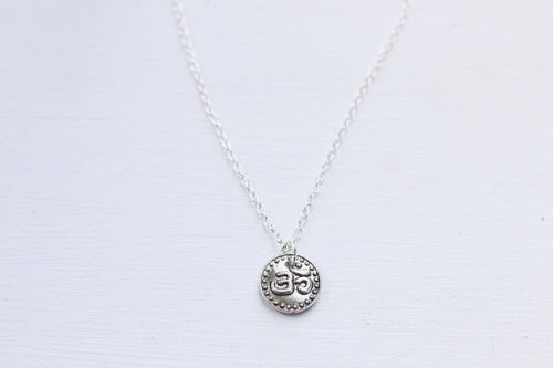 Silver Coin Om Dainty Necklace