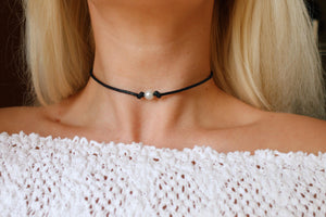 Vegan Pearl Cotton Choker Necklace