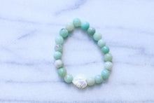 Load image into Gallery viewer, Amazonite Mother of Pearl Palm Leaf Beaded Bracelet