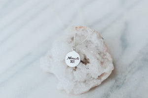 Dainty Hand Stamped Namaste & Lotus Flower Necklace