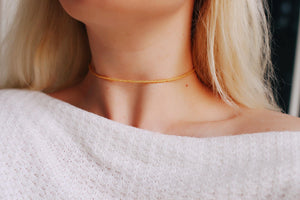 Gold Opal Seed Beaded Choker Necklace