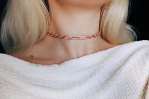 Rosey Mauve Beaded Choker Necklace