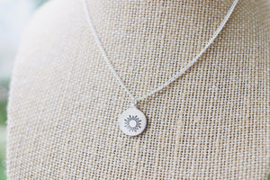 Dainty Solstice Sun Hand Stamped Necklace