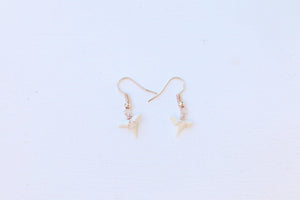 Rose Gold Wire Wrapped Shark Tooth Earrings