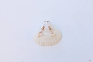Rose Gold Wire Wrapped Shark Tooth Earrings