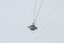 Load image into Gallery viewer, Saturn &amp; Stars Silver Necklace, Boho Jewelry, Hippie, Planet Saturn