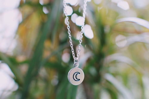 Dainty Hand Stamped Moon Necklace