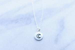 Dainty Hand Stamped Moon Necklace