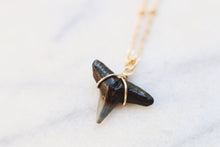Load image into Gallery viewer, Shark Bite Wire Wrapped Black Shark Tooth Necklace