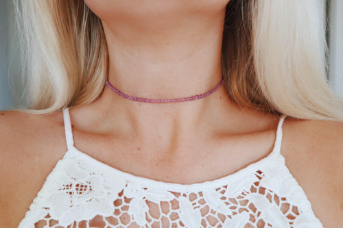 Vintage Purple Opal Beaded Choker Necklace