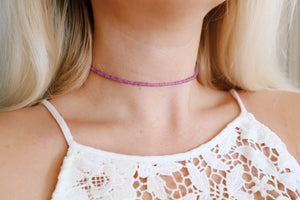Vintage Purple Opal Beaded Choker Necklace