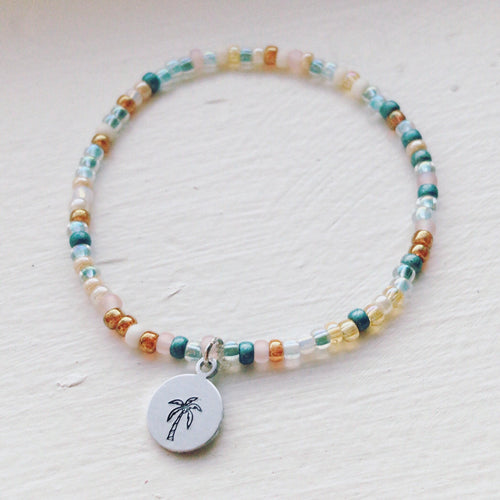 Coastal Palm Tree Beaded Bracelet