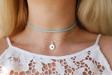 Load image into Gallery viewer, Dainty Blue Opal Beaded Choker Necklace