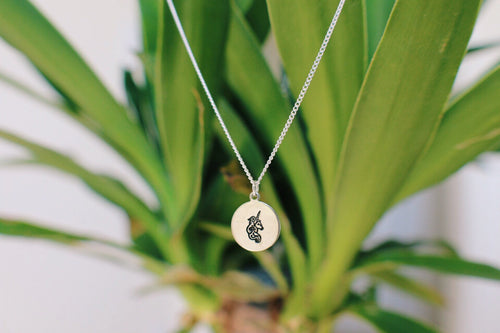 UNICORN // Dainty Hand Stamped Unicorn Necklace