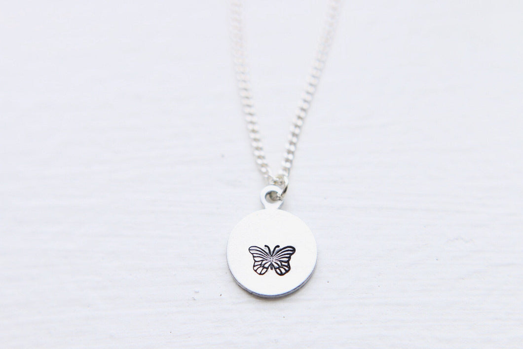 Dainty Hand Stamped Butterfly Necklace