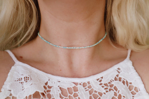 Seafoam Mermaid Seed Beaded Choker Necklace