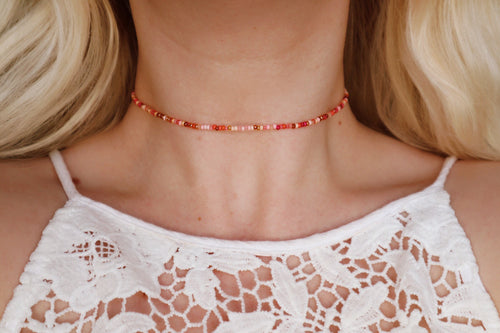 Sherbert Sunrise Seed Beaded Choker Necklace