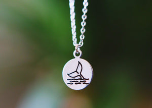 Hand Stamped Whale Tail Necklace / Ocean Jewelry / Mermaid Tail / Dolphin Tail
