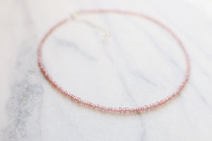 Dusty Rose Vintage Opal Seed Beaded Choker Necklace