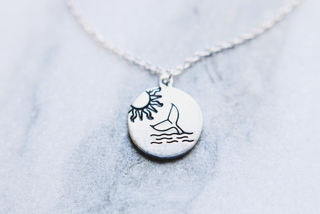 Salt & Sun Whale Tail Hand Stamped Necklace