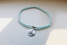 Load image into Gallery viewer, Blue Opal Beaded Whale Tail Ocean Bracelet
