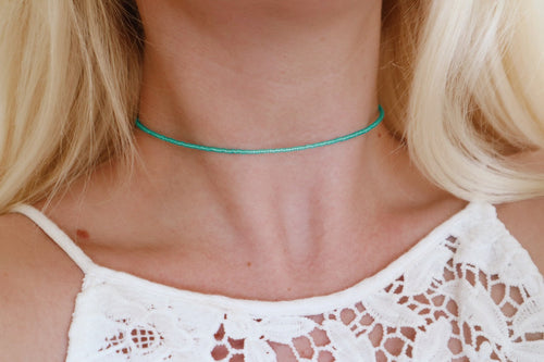 Mermaid Opal Seed Beaded Choker Necklace