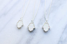 Load image into Gallery viewer, Dainty White Opal Hamsa Hand Necklace