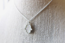 Load image into Gallery viewer, Dainty White Opal Hamsa Hand Necklace