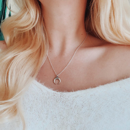 Bohemian Double Horn Crescent Moon Necklace