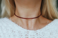 Load image into Gallery viewer, Frosted Garnet Seed Beaded Choker Necklace