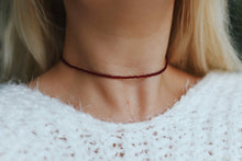Load image into Gallery viewer, Frosted Garnet Seed Beaded Choker Necklace