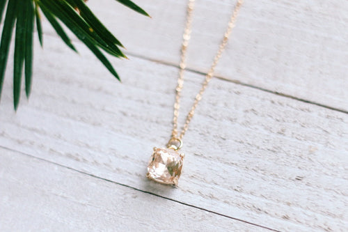 Pink Champagne Bezel Satellite Necklace