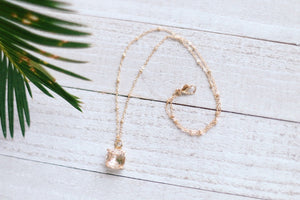 Pink Champagne Bezel Satellite Necklace