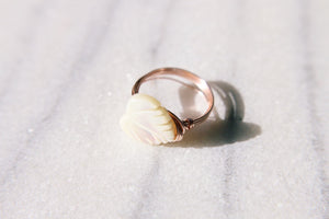 Mother of Pearl Wire Wrapped Monstera Ring, Rose Gold Ring