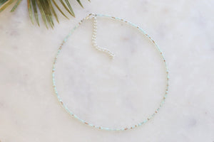 Salty Seafoam Seed Beaded Choker Necklace