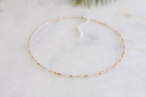 Lily Rose Gold Seed Beaded Choker Necklace