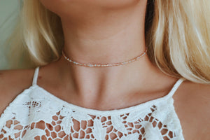 Lily Rose Gold Seed Beaded Choker Necklace