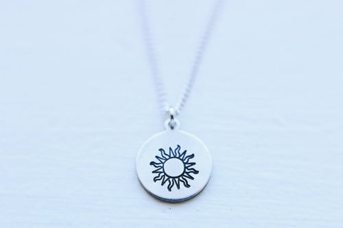 Dainty Solstice Sun Hand Stamped Necklace