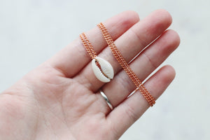 Cowrie Shell Copper Rose Necklace