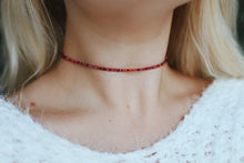 Load image into Gallery viewer, Garnet Multi Seed Beaded Choker Necklace