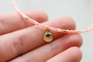 Sunkissed Peach Sea Shell Beaded Anklet/Bracelet